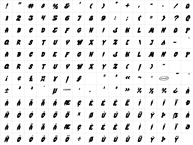 Mystic Singler Italic Italic Character Map