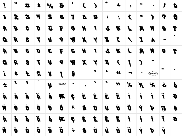 Mystic Singler Leftalic Italic Character Map