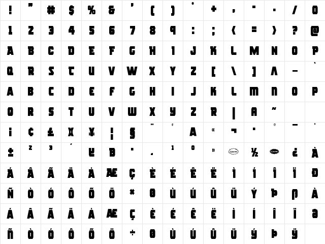 Rogue Hero Condensed Condensed Character Map