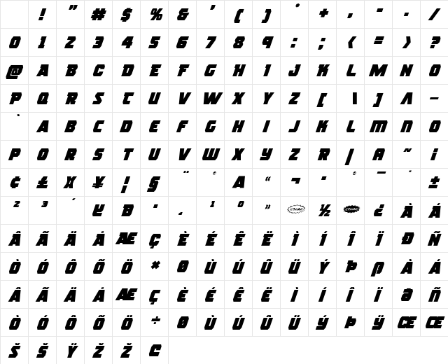 Rogue Hero Italic Character Map Rogue Hero Italic Character Map