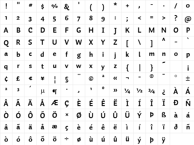 Auto 1 Bold Character Map