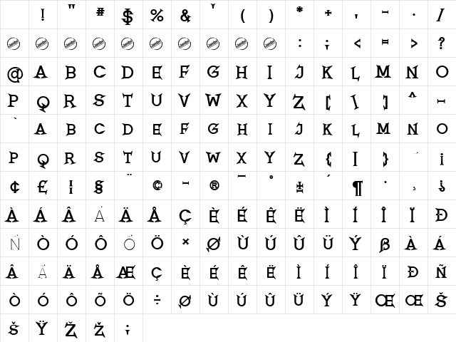 Romanicum Bold Character Map Romanicum Bold Character Map