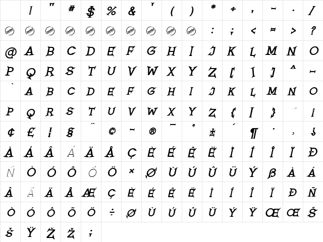 Romanicum Bold Italic Character Map Romanicum Bold Italic Character Map