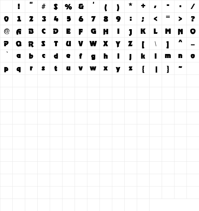 ROOSTER Regular Character Map