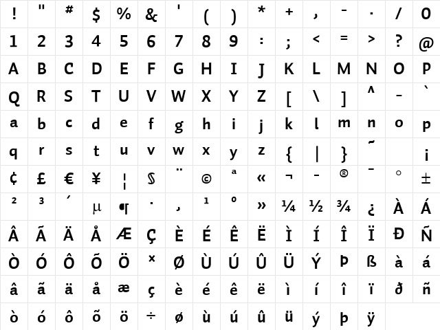 Auto 1 Bold LF Character Map