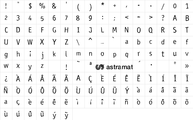 Rosango Normal Character Map Rosango Normal Character Map