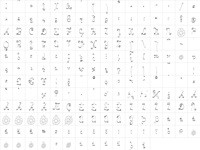 RoseWater Regular Character Map
