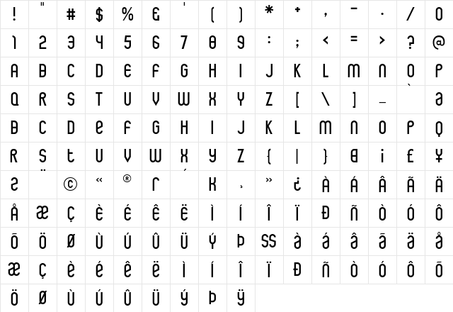 Rothwell Regular Character Map