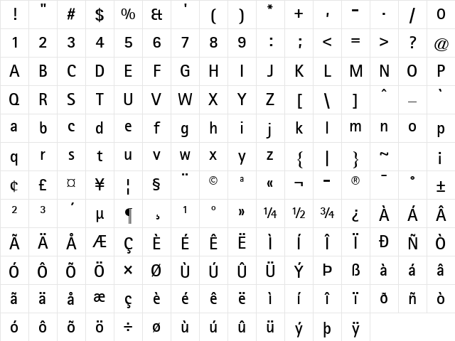 RotisSansSerif Bold Character Map
