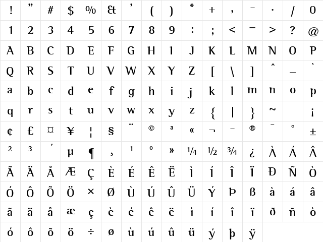 RotisSemiSerif Bold Character Map