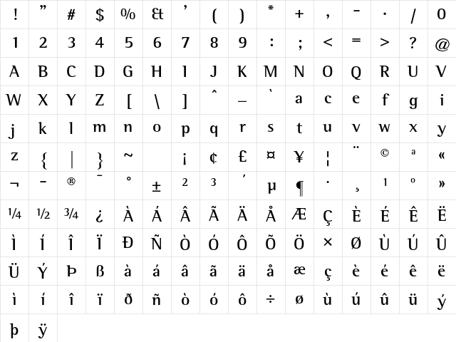 Rotis SemiSerif Std Bold Character Map Rotis SemiSerif Std Bold Character Map