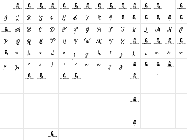Rough Script Regular Character Map