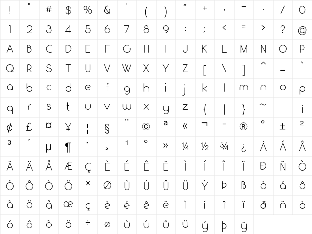 Rounder Regular Character Map