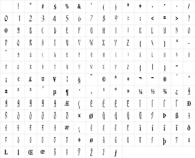 Royal Regular Character Map Royal Regular Character Map