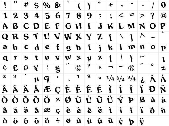 Royal Regular Character Map