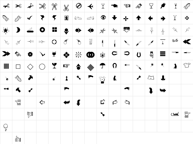 RSBillsDingbats Regular Character Map