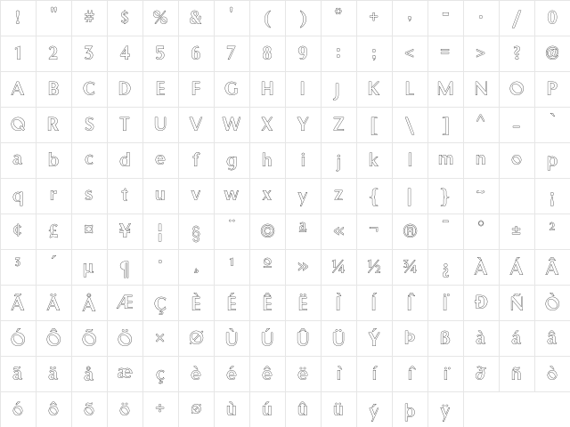 RubinoSansICG Out Character Map RubinoSansICG Out Character Map