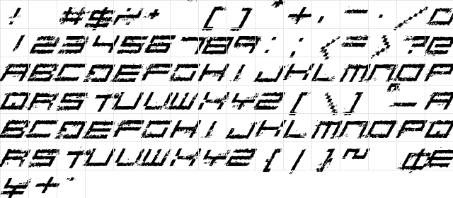 Rusting Robotica Italic Character Map