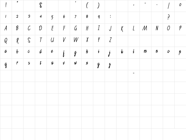 Ruth Script Regular Character Map Ruth Script Regular Character Map