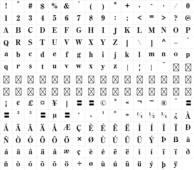 A-OTF Ryumin Std H-KO Character Map