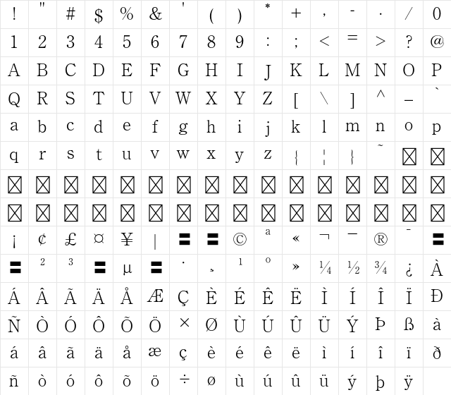 A-OTF Ryumin Std L-KS Character Map A-OTF Ryumin Std L-KS Character Map