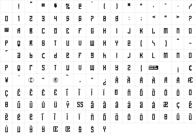 Naftalene Regular Character Map Naftalene Regular Character Map