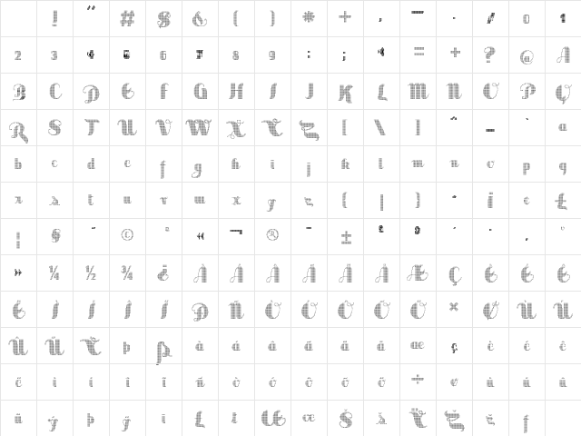 Sabor Digital Regular Character Map