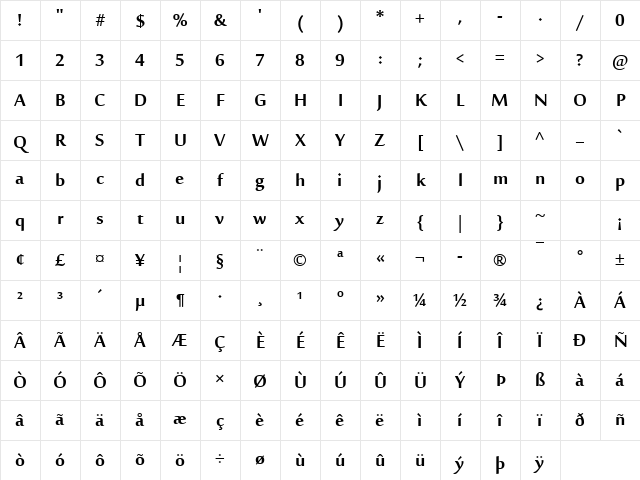 Sakkal Majalla Bold Character Map