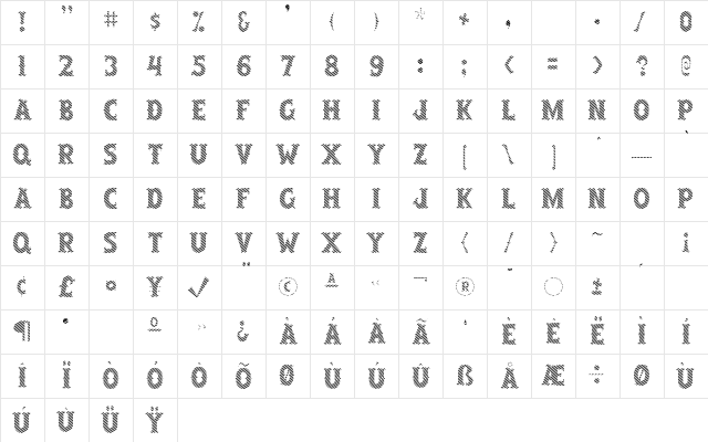 SalloonAStripe Regular Character Map SalloonAStripe Regular Character Map