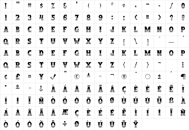 SalloonStripeBottom Regular Character Map
