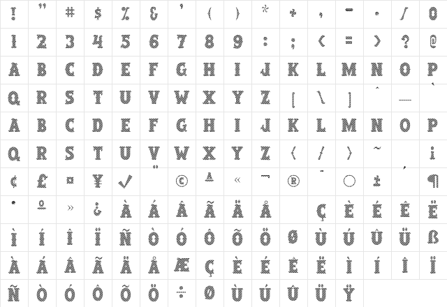 SalloonStriped Regular Character Map SalloonStriped Regular Character Map