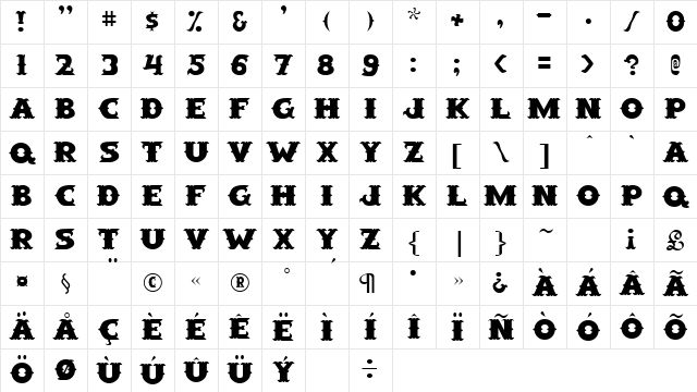 SaloonExt Regular Character Map SaloonExt Regular Character Map