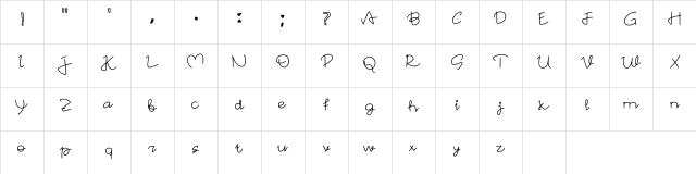Sambalado Regular Character Map