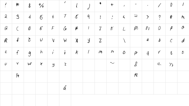 SamHandwriting Medium Character Map