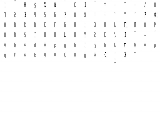 Samurai Sword Regular Character Map