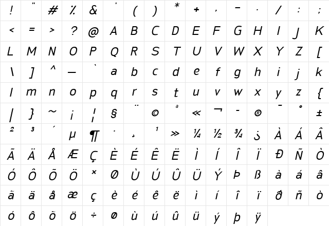 San Frediano Italic Character Map San Frediano Italic Character Map