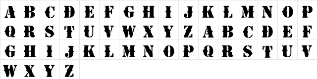 Napalm Vertigo Regular Character Map