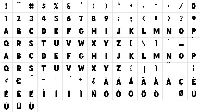 Sansville Regular Character Map