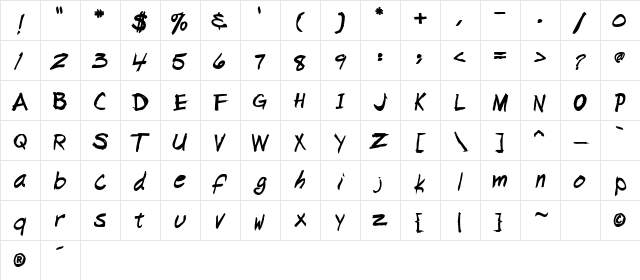 NapkinScriptSSK Bold Character Map NapkinScriptSSK Bold Character Map