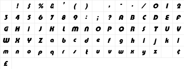 Sargasso Oblique Character Map