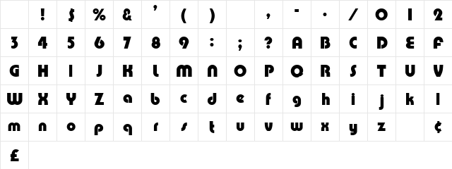 Sargasso Normal Character Map