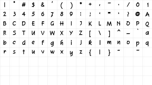 SashaySSK Bold Character Map