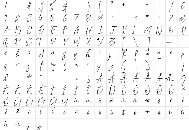 Saturday Rock Set 2 Regular Character Map