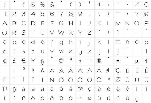 NapoliSerial-Xlight Regular Character Map NapoliSerial-Xlight Regular Character Map