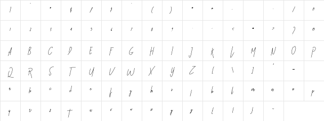 Sbastian Regular Character Map Sbastian Regular Character Map