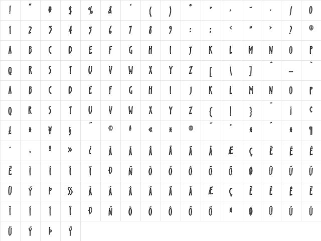 Scamp BoldInline Character Map