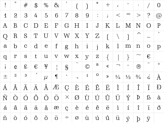 Schadow Lt BT Light Character Map