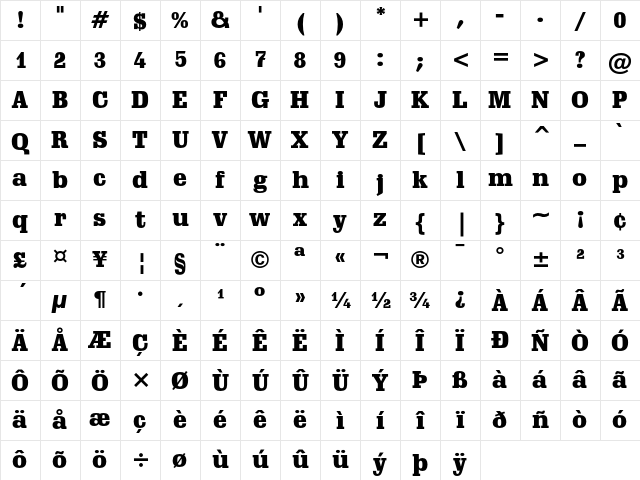 Schadow Black Character Map