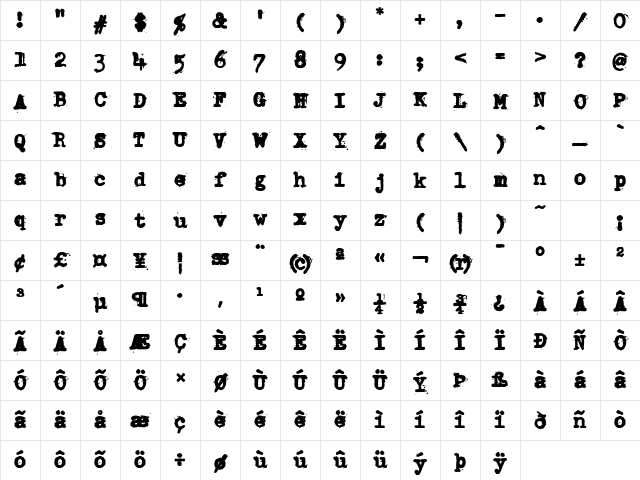 SchmutzICG Regular Character Map