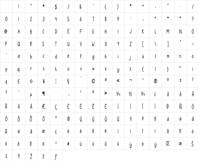 School Path Condensed Regular Character Map School Path Condensed Regular Character Map